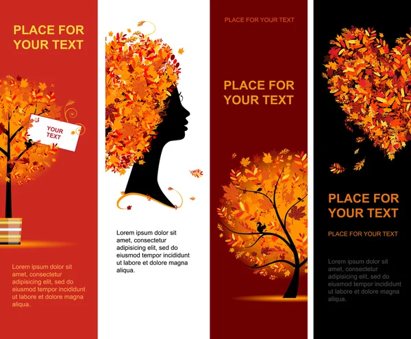 Banderas de otoño verticales para su diseño — Archivo Imágenes Vectoriales