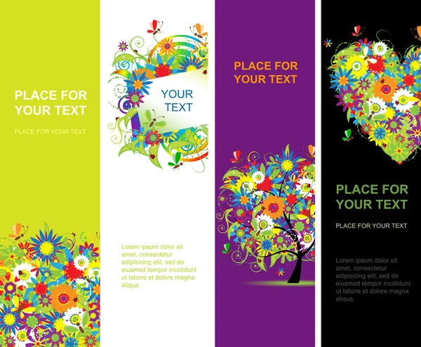 Bannières florales d'été verticales pour votre design — Image vectorielle