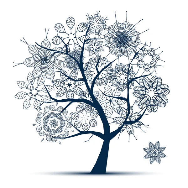 Jarní krásný bílý strom pro návrh — Stockový vektor