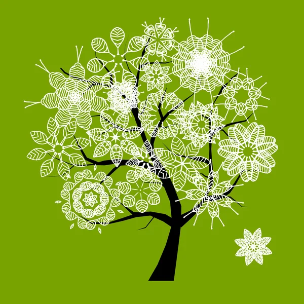Όμορφο λευκό δέντρο για το σχέδιό σας για την άνοιξη — Διανυσματικό Αρχείο