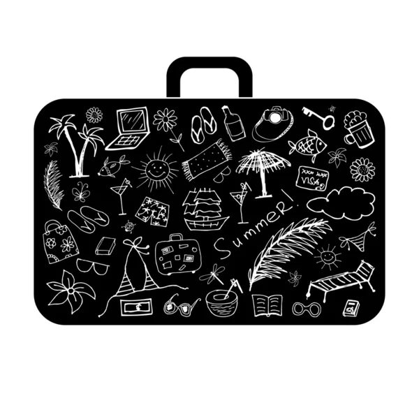 Vacances d'été, valise pour votre design — Image vectorielle
