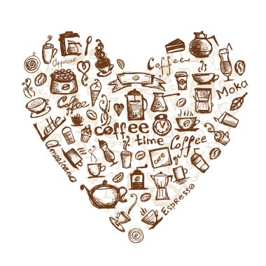 Coffee time, heart shape for your design