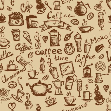 Coffee time, seamless background for your design clipart