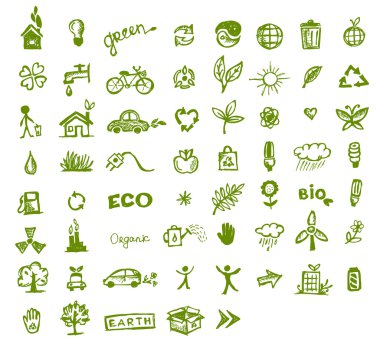 Green ecology icons for your design