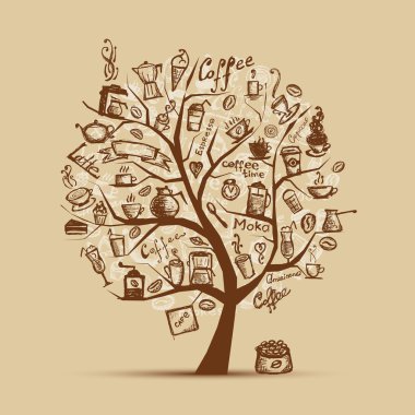 Cofee time. Art tree for your design clipart