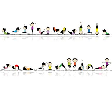 practicing yoga, seamless background for your design