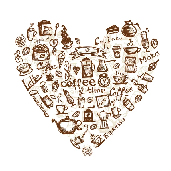 Kaffeezeit, Herzform für Ihr Design — Stockvektor