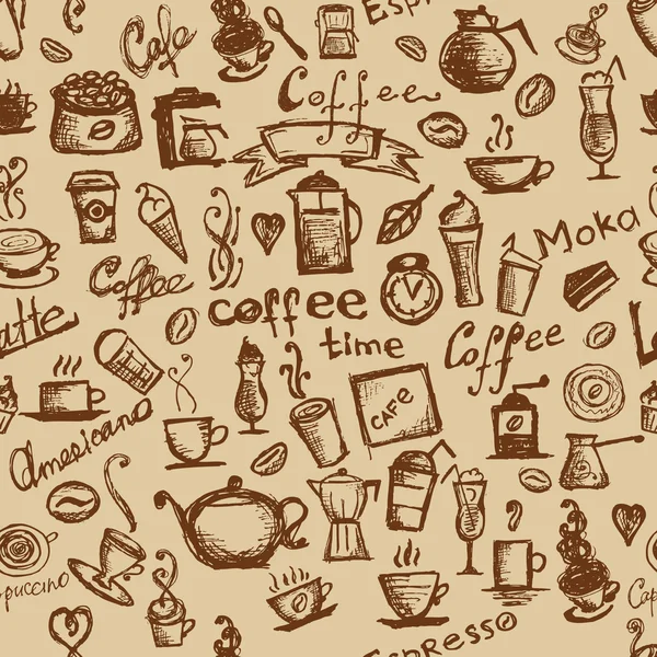 Koffie tijd, naadloze achtergrond voor uw ontwerp — Stockvector