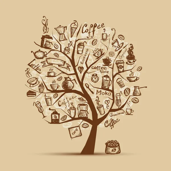 Cofee tijd. kunst boom voor uw ontwerp — Stockvector