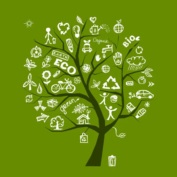 Ecologia verde concetto albero per il vostro disegno — Vettoriale Stock