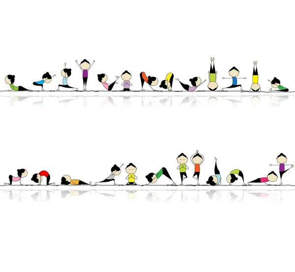 Beoefenen van yoga, naadloze achtergrond voor uw ontwerp — Stockvector