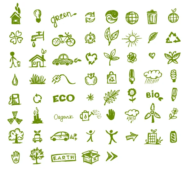 Iconos de ecología verde para su diseño — Vector de stock