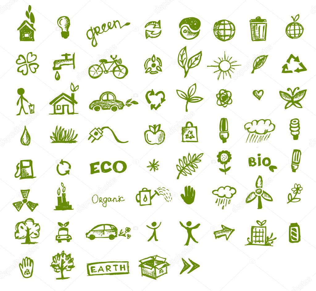 Green ecology icons for your design