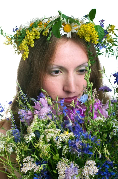 Mujeres con corona floral — Foto de Stock