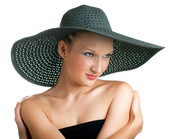 Women in black hat Royalty Free Stock Images