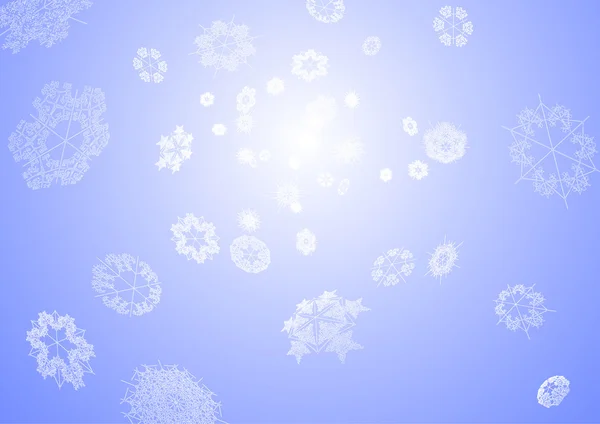 พื้นหลังเกล็ดหิมะฤดูหนาว — ภาพเวกเตอร์สต็อก