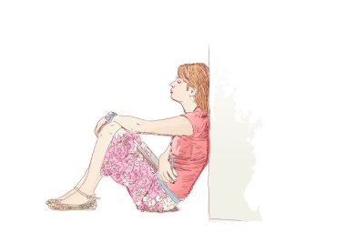 Lonely woman clipart