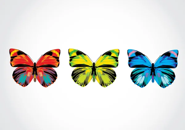 Brightly multicolored butterflies — Stock Vector