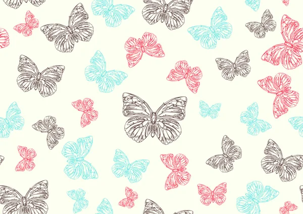 Нарисованные вручную бабочки — стоковый вектор
