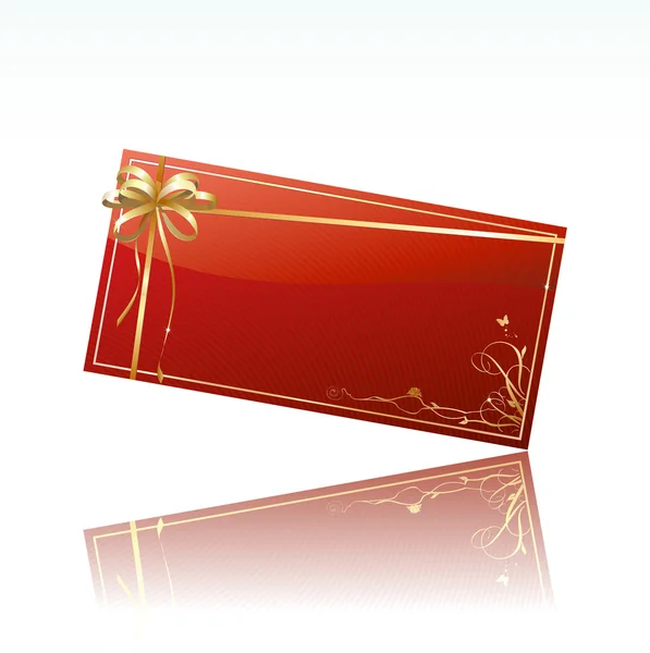 Kırmızı dekore edilmiş hediye kartı — Stok Vektör