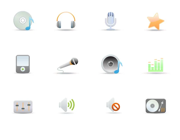 Icone per i comuni supporti musicali digitali — Vettoriale Stock