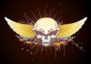 Skull winged emblem clipart