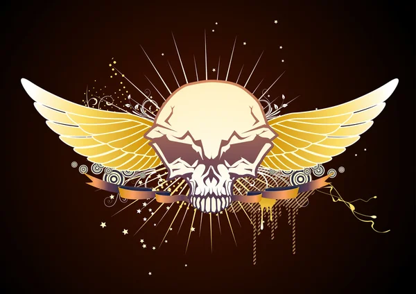 Skull winged emblem — Stockvector