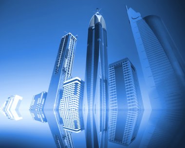 Blue skyscrapers clipart