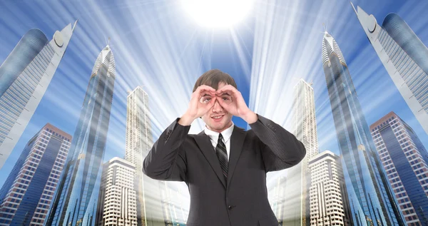 Bussiness man and city — Stock Photo, Image