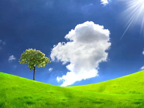 Natuur landschap met wolken — Stockfoto