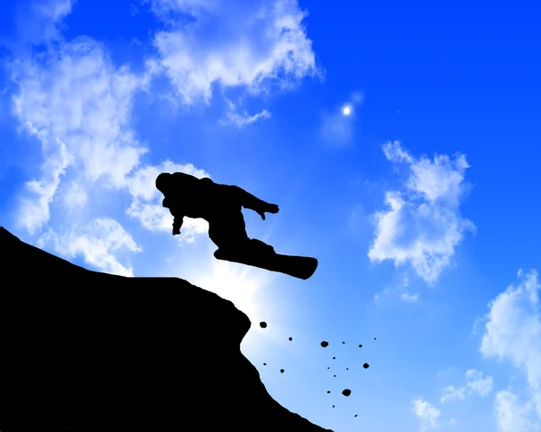 Homem pulando nas rochas — Fotografia de Stock