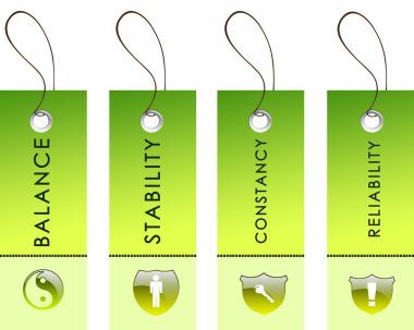 Green labels with nature symbols clipart