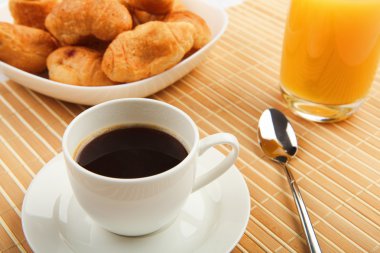 Breakfast coffee and croissants clipart