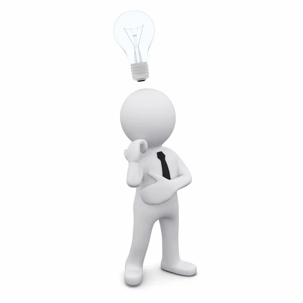 3D man with a light bulb Royalty Free Stock Images