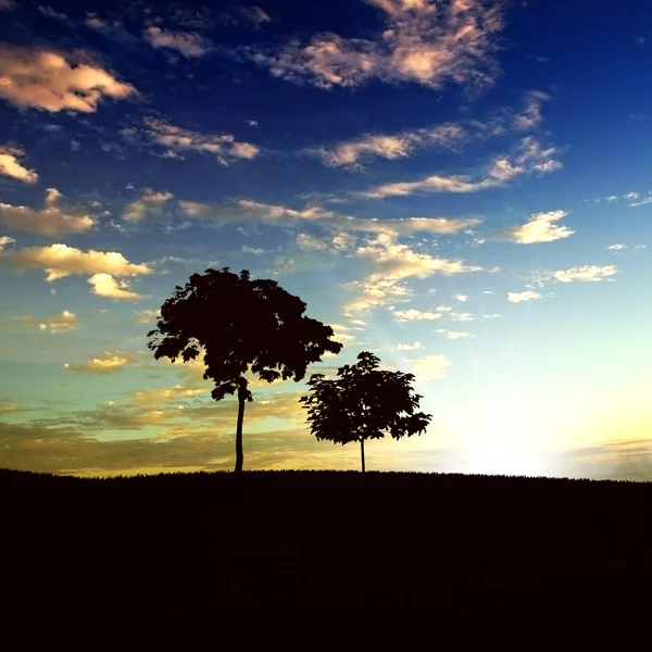 Einsamer Baum am Horizont — Stockfoto