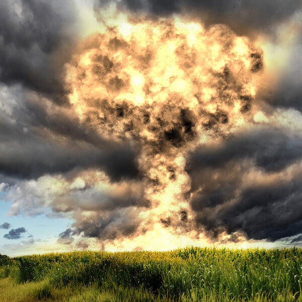 Nuclear explosion in an outdoor setting