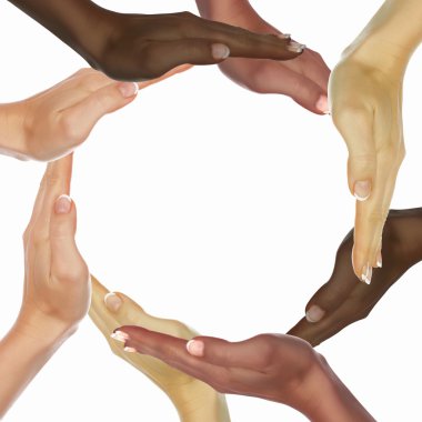 Human hands as symbol of ethnical diversity clipart