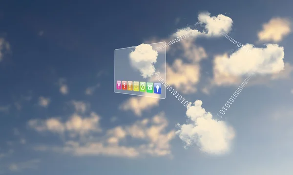 Elementen van het sociale netwerk tegen de hemel — Stockfoto