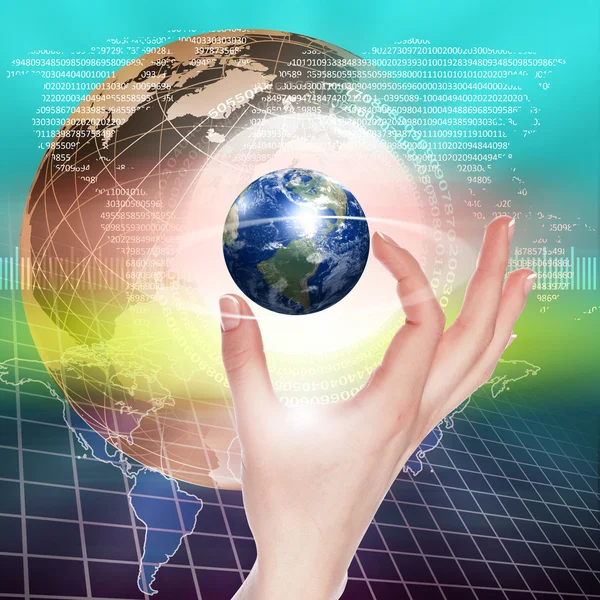 Hands holding planet — Stock Photo, Image