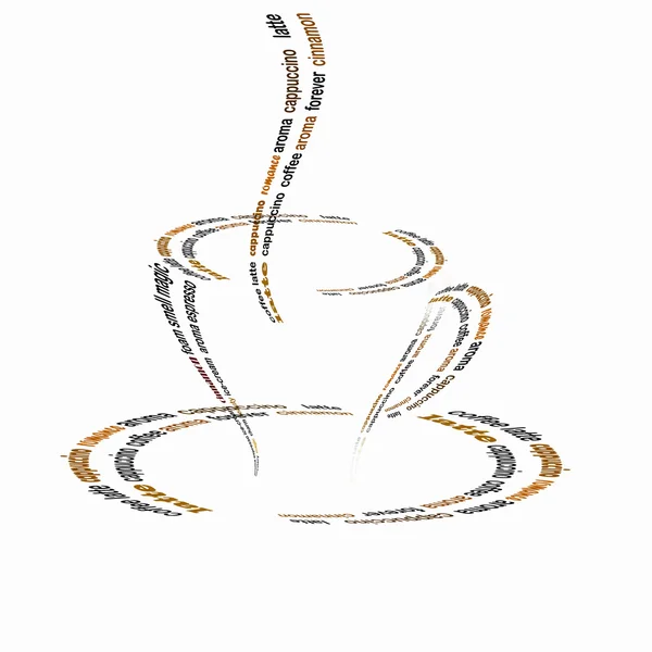 Tazza di caffè composta da parole — Foto Stock