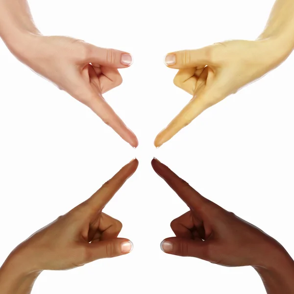 Ανθρώπινα χέρια ως το σύμβολο της πολυμορφίας εθνικές — Φωτογραφία Αρχείου