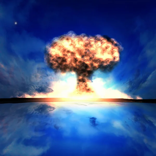 Explosão nuclear em um ambiente externo — Fotografia de Stock