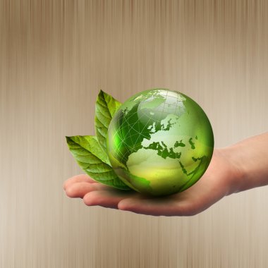 Green earth with growing plant clipart