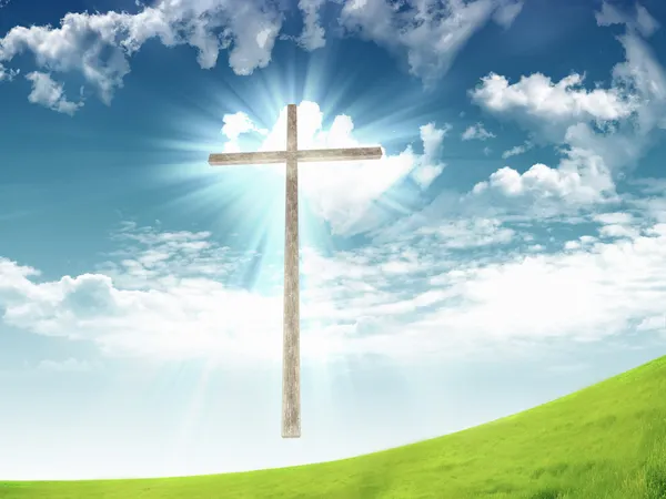 スキー場のリフトのフラグメント天空反对基督教的十字架 — 图库照片