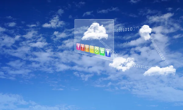 Elements of the social network against the sky — Stock Photo, Image