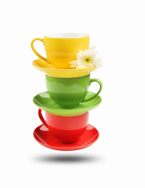 Three different colored cups — Stock Photo, Image