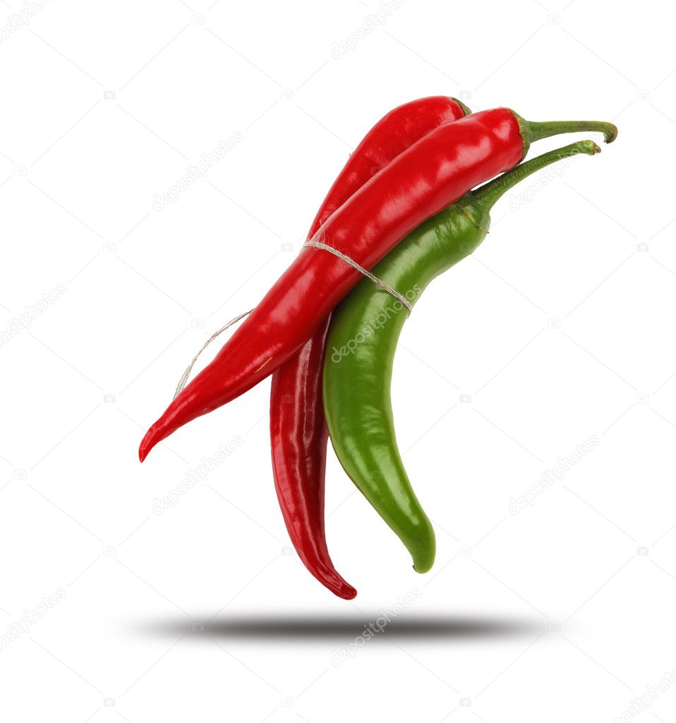 Bright red and bright green chilli pepper