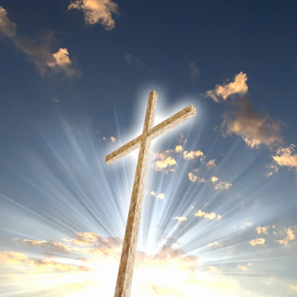 Cruz cristã contra o céu — Fotografia de Stock