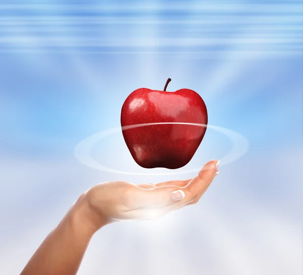 手拿苹果代表地球 — 图库照片