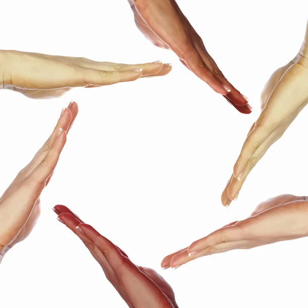 Le mani umane come simbolo della diversità etnica — Foto Stock